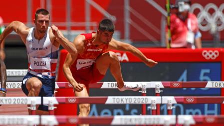 Asier Martínez,en la final de los 110 m vallas masculino de los Juegos Olímpicos de Tokio 2020