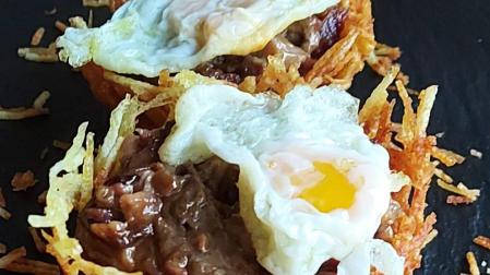 Un plato muy vistoso por los nidos, pero también muy sabroso
