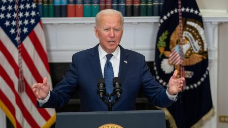 El presidente estadounidense, Joe Biden, en la comparecencia ante los medios desde la Casa Blanca.
