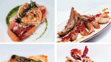 Cuatro de los pinchos que se podrán degustar durante esta semana en las localidades de Tudela y Pamplona