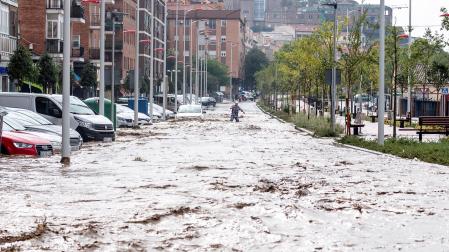 Vista del paseo de La Rosa, inundado en Toledo