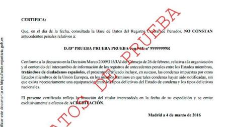 Certificado de antecedentes penales