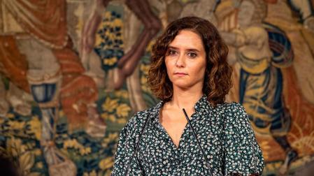 La presidenta de la Comunidad de Madrid, Isabel Díaz Ayuso, en rueda de prensa.