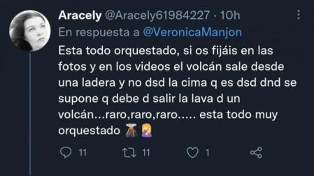 Uno de los tweets de los que dicen que la erupción del volcán de La Palma es falsa.