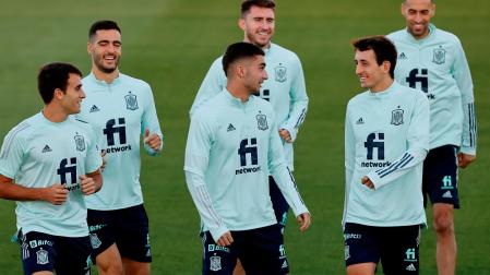 Entrenamiento previo de la selección española antes de medirse a Italia