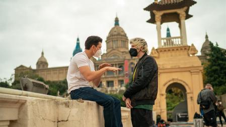 Imagen de El Rubius durante el rodaje de la nueva película de Tom Holland