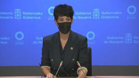 La consejera de Economía y Hacienda, Elma Saiz, este viernes en la rueda de prensa
