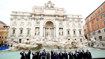 Líderes del G20 en la Fontana de Trevi
