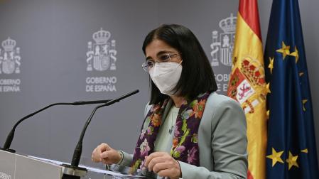 La ministra de Sanidad, Carolina Darias, hace unas declaraciones en el ámbito de la firma de la Orden Ministerial por la que se actualiza la Cartera de Servicios del Sistema Nacional de Salud para que las mujeres sin pareja, mujeres lesbianas y personas trans