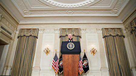 El presidente de EE UU, Joe Biden, se dirige a los medios en una comparecencia anterior