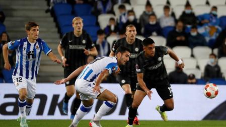 Merino, en un lance del partido contra el Sturm Graz