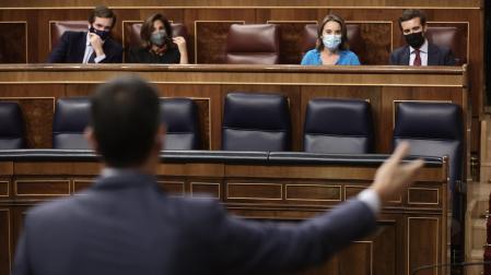 Pedro Sánchez, este miércoles en la sesión de control en el Congreso de los Diputados