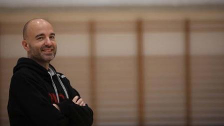 Jordi Juste, entrenador del Basket Navarra Club, el jueves por la mañana en el Polideportivo Arrosadía en Pamplona
