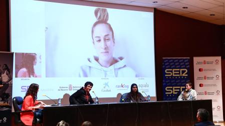 De izda. a dcha., Amaia Otazu, Maite Ruiz de Larramendi, Idoia Eraso y Mai Garde, ayer en el Planetario