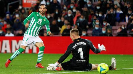 Con este sutil toque batió Juanmi a Ter Stegen en el único tanto del encuentro