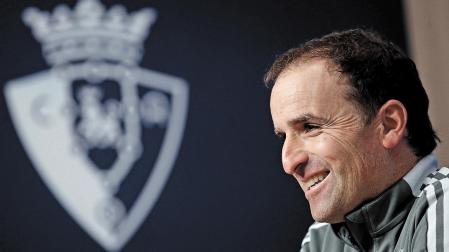 Jagoba Arrasate, sonriente, durante la rueda de prensa.