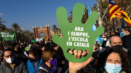 Manifestación en Barcelona en defensa de la inmersión lingüística