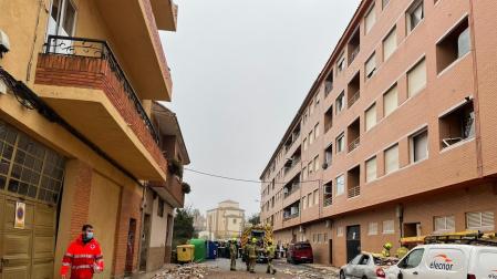 Calle El Cristo de Lardero donde ha tenido lugar la explosión en el ático de un edificio