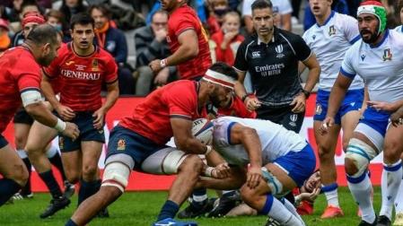 Kawa Leauma, en un partido con la selección española de rugby