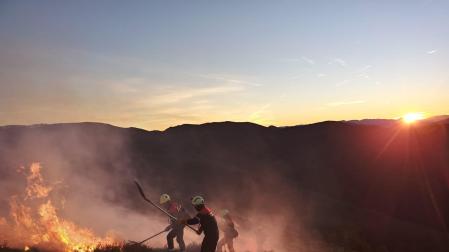 Guarderío forestal y guardas de Artikutza colaboran en la extinción del incendio
