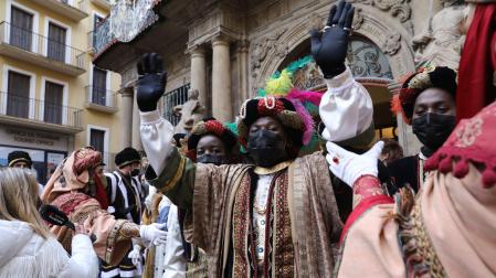 Los Reyes Magos, en el Ayuntamiento de Pamplona./
