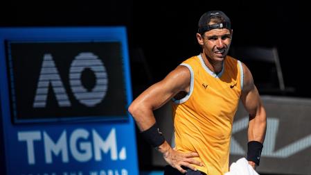 Rafa Nadal, durante los entrenamientos del Open de Australia