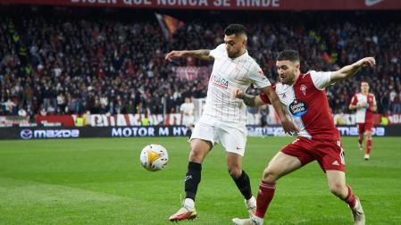 Imagen de un momento del partido entre el Sevilla y el Celta de este sábado