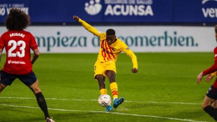 Ilaix Moriba en el partido que enfrentó al F.C. Barcelona contra Osasuna en la temporada 21/22