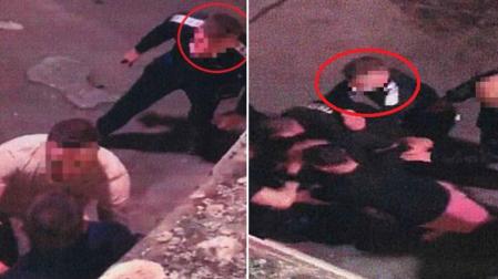 Fotogramas de una pelea en Pamplona compartidos por la Policía Foral