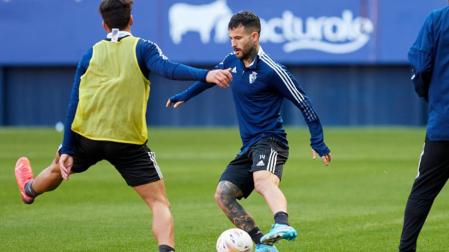 Rubén García, en el entrenamiento de este miércoles en El Sadar