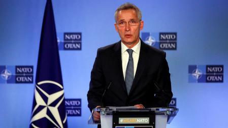 El secretario general de la OTAN, Jens Stoltenberg, durante la rueda de prensa