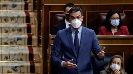 Pedro Sánchez, este miércoles, durante la sesión de control al Gobierno