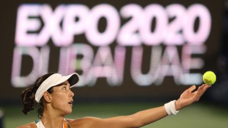 Garbiñe Muguruza durante el torneo de Dubái