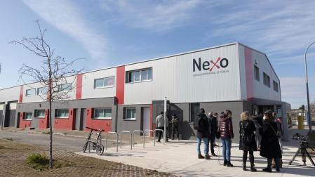 Imagen del exterior del espacio empresarial Nexo de Tudela, situado en las antiguas naves nido del Polígono Industrial Municipal