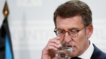 El presidente de la Xunta, Alberto Núñez Feijoo durante la rueda de prensa