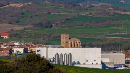 El polígono de Villatuerta y, en primer término, Renolit, una de las principales empresas del entorno de Estella