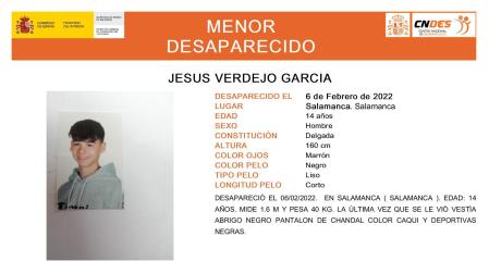 Llamamiento para encontrar al menor desaparecido en Salamanca