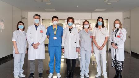 Parte del equipo que trabaja en la consulta de enfermedades minoritarias del Hospital Universitario de Navarra: Esther Ordoñez, Sergio Aguilera, Diego Peñafiel, Elena Aznal, Silvia Barace, Berta Ortigosa, Patricia Fanlo