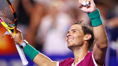 Nadal celebra su victoria ante Medvedev en Acapulco