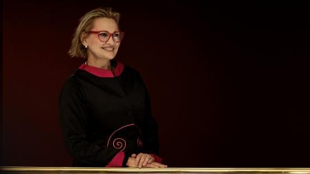 Imagen de la cantante lírica, Ainhoa Arteta, en una rueda de prensa.