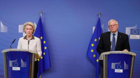 Ursula von der Leyen y Josep Borrell, durante su comparecencia