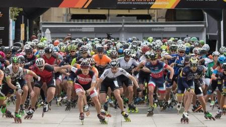 Salida en un campeonato de patinaje