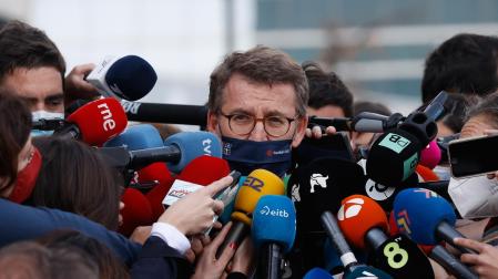 Imagen de Alberto Nuñez Feijóo, a la salida de la Junta Nacional del PP
