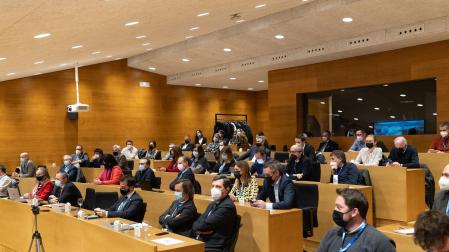 Asistentes a la segunda sesión plenaria de Enercluster que se celebró este miércoles en el Museo de la Universidad de Navarra.