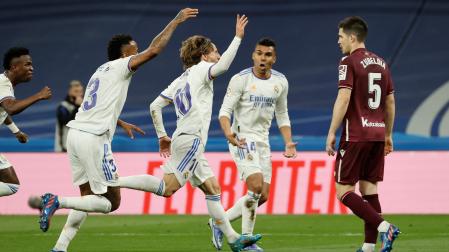Modric celebra su gol frente a la Real Sociedad