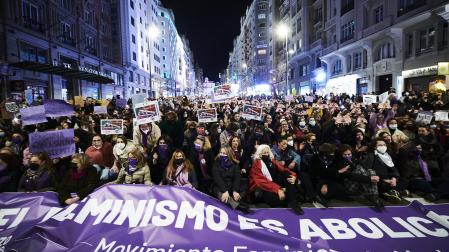 Cabecera de la manifestación por el 8M en Madrid
