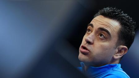 Xavi Hernández, entrenador del Barcelona, en la rueda de prensa de este sábado