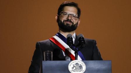 Boric, durante su toma de posesión como presidente de Chile