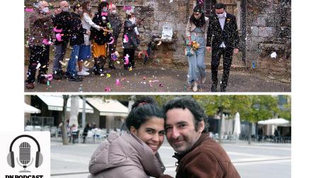 Maria Dolores y Miguel, casados en Eunate en otoño de 2020, protagonizan una de las historias contadas por Iván Benítez en sus reportajes sobre los dos años de la pandemia
