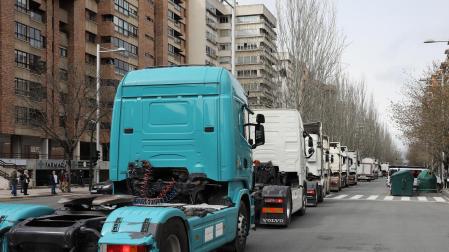 Fotos de la caravana de camiones en Pamplona